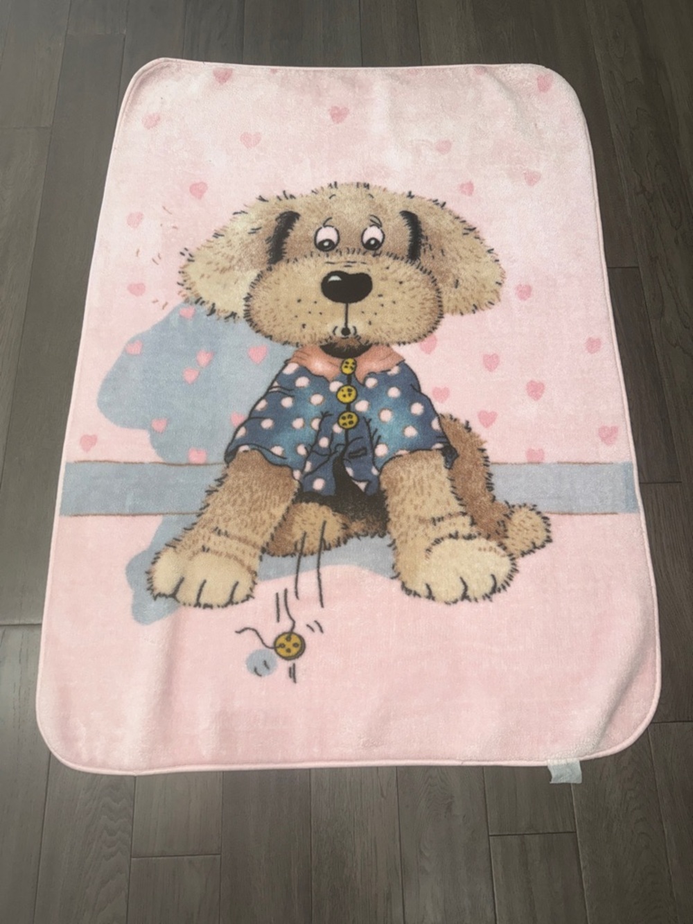 Plush Pink Puppy  Blanket with Cartoon Dog Print 52x37